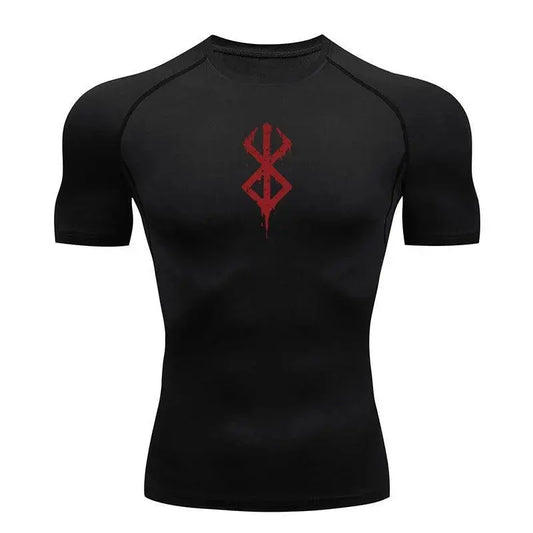 T-shirt compression homme — berserk Noir logo rouge