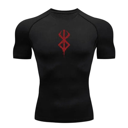 T-shirt compression homme — berserk Noir logo rouge